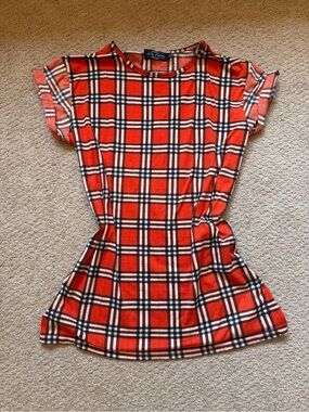 Red Plaid Tshirt/mini Dress